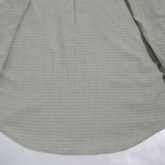 Canali Men's Lightweight Button Down Shirt Long Sleeve Olive White Size M - Picture 10 of 12
